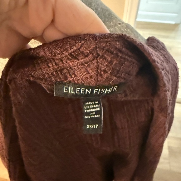 Eileen Fisher burgundy/brown tweed jacket with two side pockets women’s size XS - Picture 5 of 9
